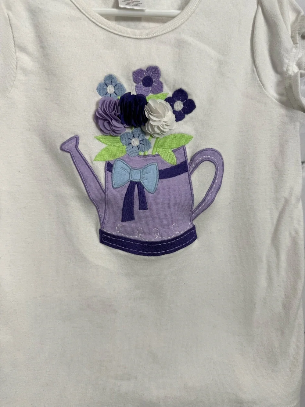 Gymboree Girls White Floral Watering Can Appliqué Tee Size 8 Garden Cottage